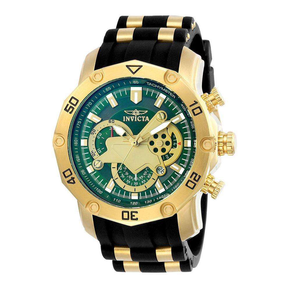 Invicta Pro Diver Scuba 50mm THICK/HEAVY build Gold/Green Chronograph Watch