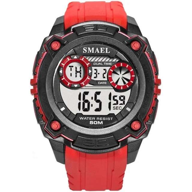 SMAEL Men`s SHOCK PROOF Mens SHOCKR Dual Time Black/Red Watch WATER RESISTANT **BRAND NEW**