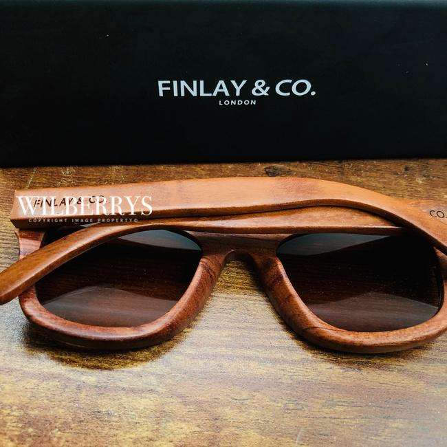 FINLAY AND CO LONDON Mens Wooden Rosewood Polarised Sunglasses