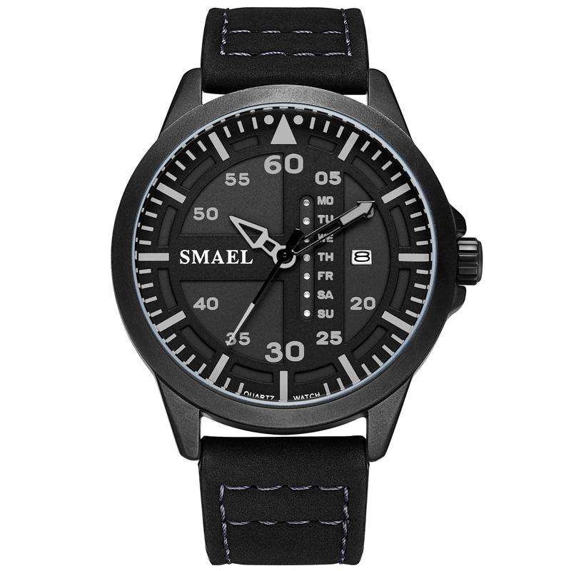 Smael Mens Aviator Classic Date Grey Watch