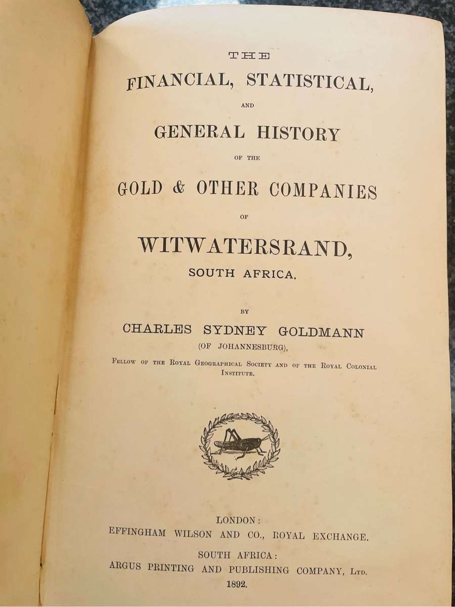 SCARCE!! "THE WITWATERSRAND GOLD FIELDS- SOUTH AFRICA" BY CHARLES SYDNEY GOLDMANN