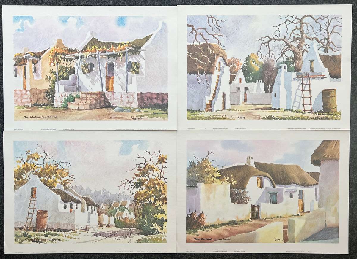 SIGNED, NUMBERED!  x COLLECTION OF 4 PRINTS BY LISTED ARTIST PIERRE VOLSCHENK, CAPE MISSIONS