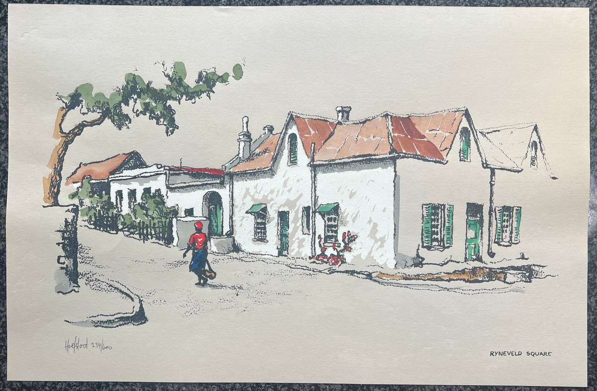 SIGNED, NUMBERED! 1 x COLLECTION OF 4 PRINTS BY ARTIST HOEFSLOOT, GRAAFF-REINET