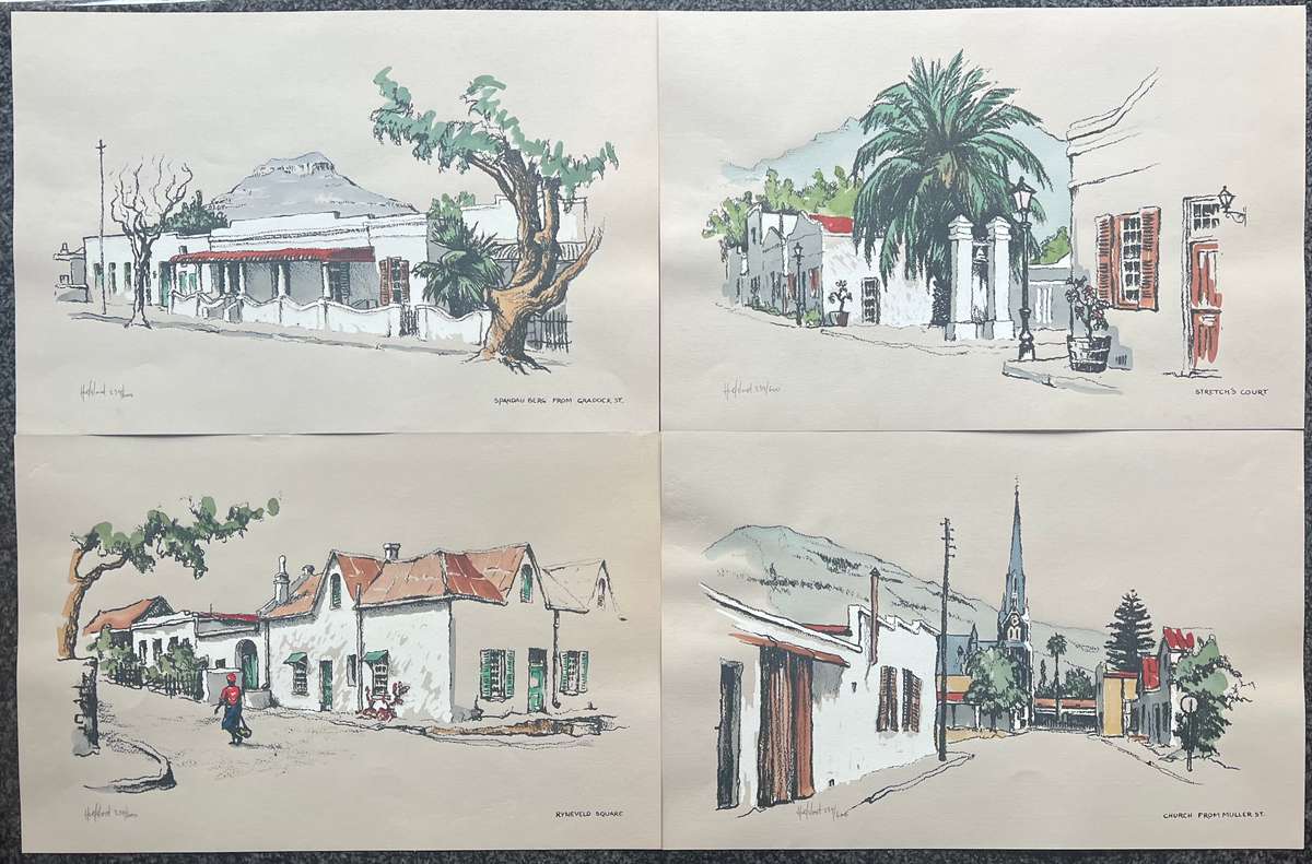 SIGNED, NUMBERED! 1 x COLLECTION OF 4 PRINTS BY ARTIST HOEFSLOOT, GRAAFF-REINET