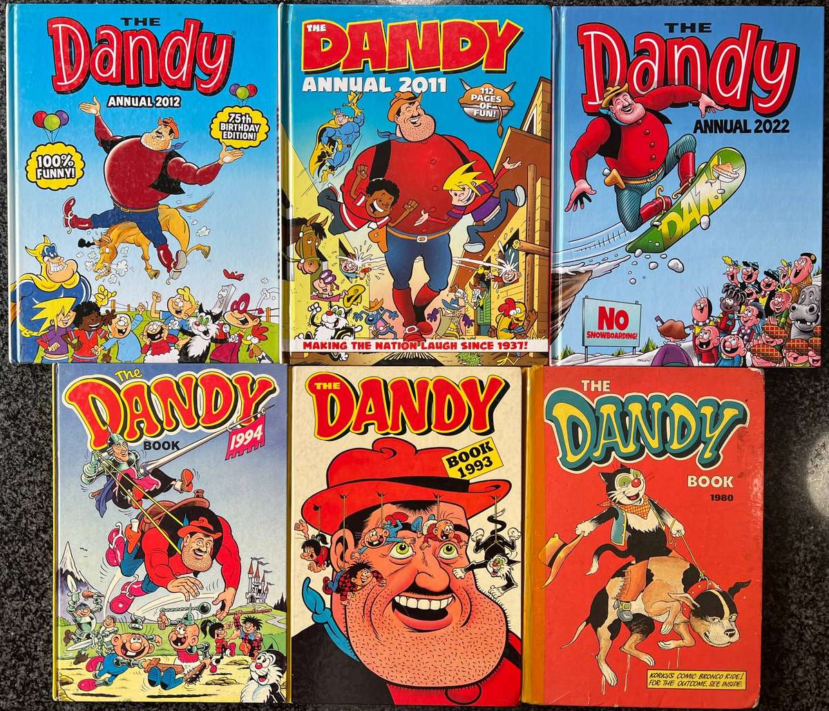6 DANDY COMIC BOOKS! THE DANDY BOOK 1980, THE DANDY BOOK 1993, THE DANDY BOOK 1994, ...