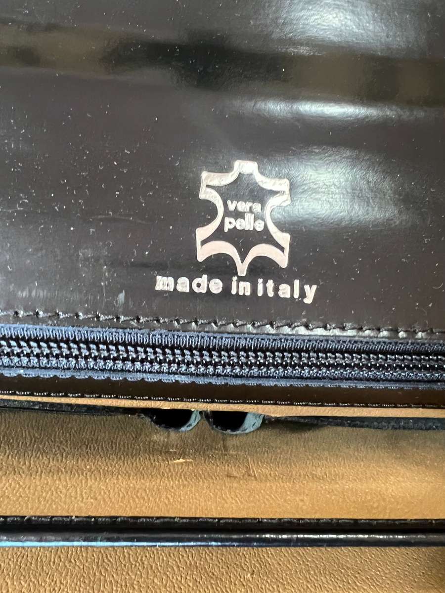 DESIGNER PRATESI BLACK LEATHER BRIEFCASE WITH WORKING LOCK MECHANISM MADE IN ITALY