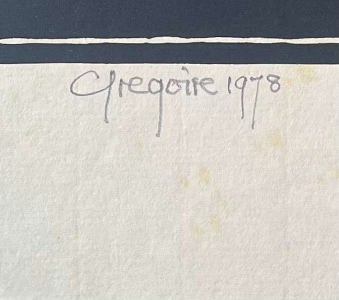 SIGNED AND DATED! GREGOIRE BOONZAIER LINOCUT "MAANBLOMME", 1978