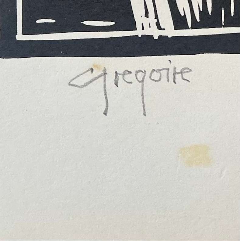 SIGNED! GREGOIRE BOONZAIER HAND COLOURED LINOCUT