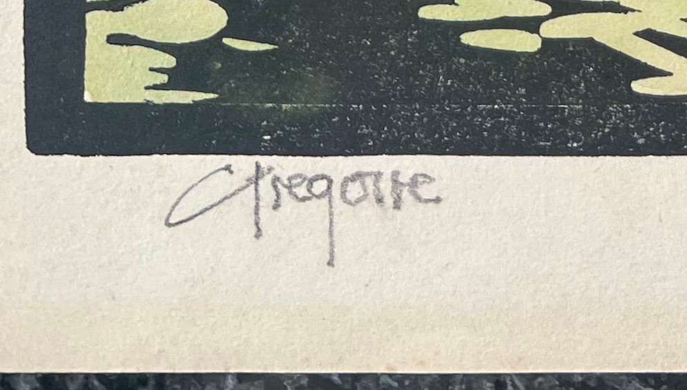 SIGNED! GREGOIRE BOONZAIER HAND COLOURED LINOCUT