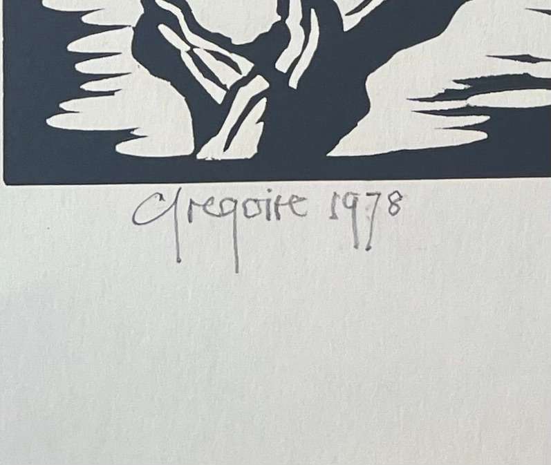 SIGNED AND DATED! GREGOIRE BOONZAIER LINOCUT "COTYLEDON ORBICULATA", 1978