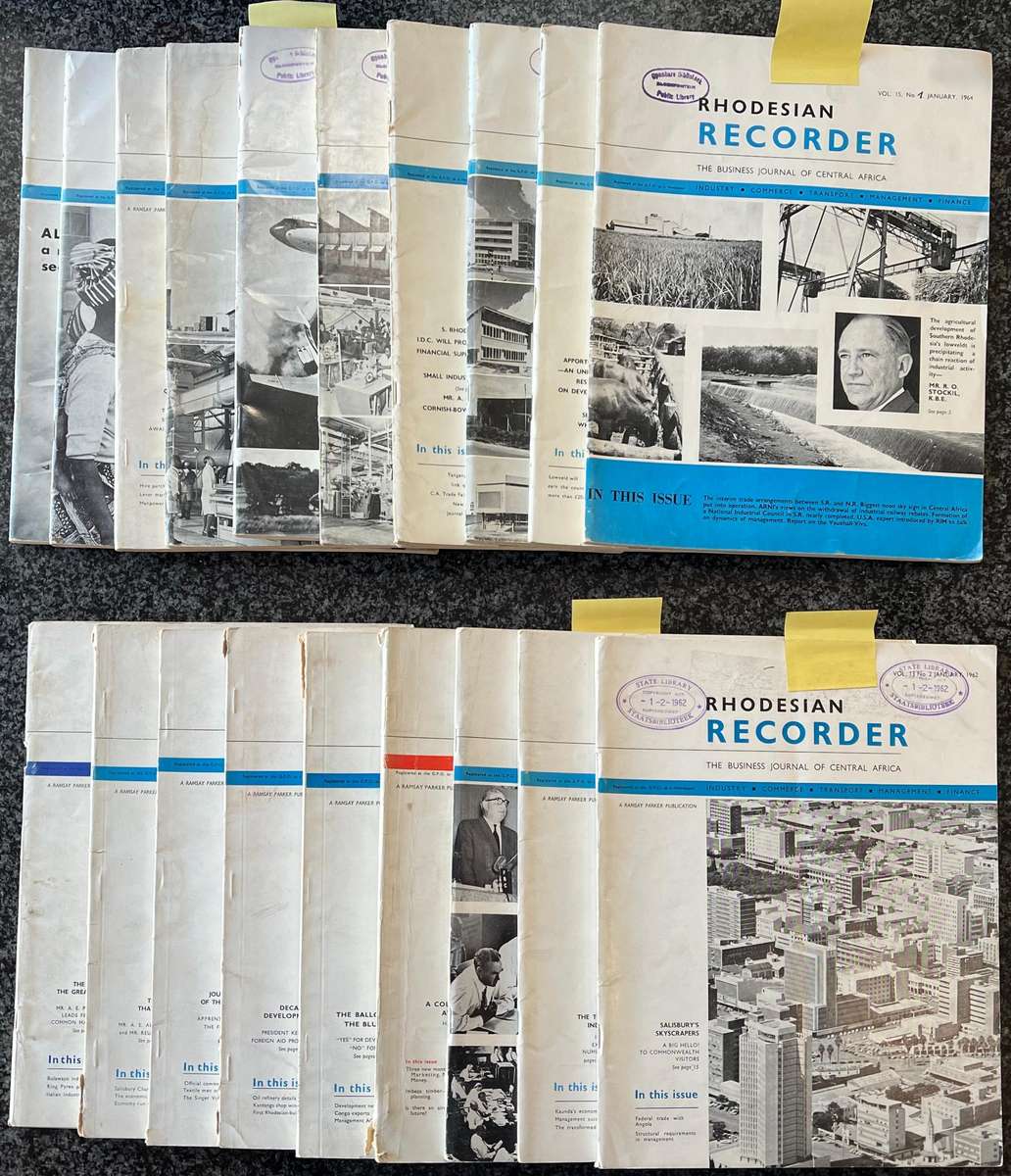 70 ISSUES OF THE RHODESIAN RECORDER + 2 SUPPLEMENTS: INCOMPLETE SET FROM 1955 - 1964