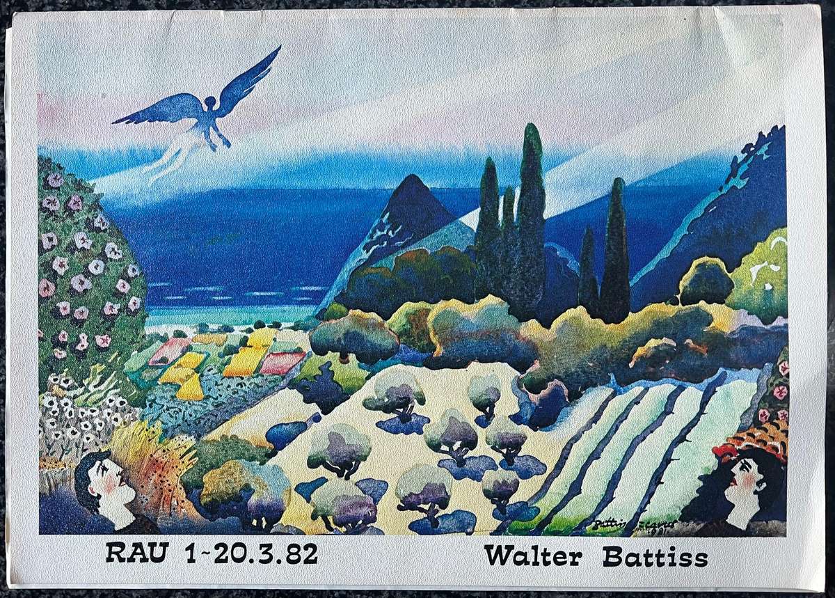 WALTER BATTISS RAU 1 - 20.3.82 EXHIBITION INVITATION AND CATALOGUE
