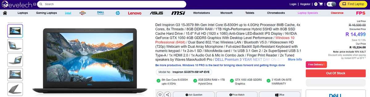 Dell G3 Gaming Notebook