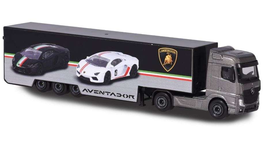 Original Licenced Lamborghini Truck(Merc) including 2 cars, miniature vehicle set, Die-Cast, 1:64