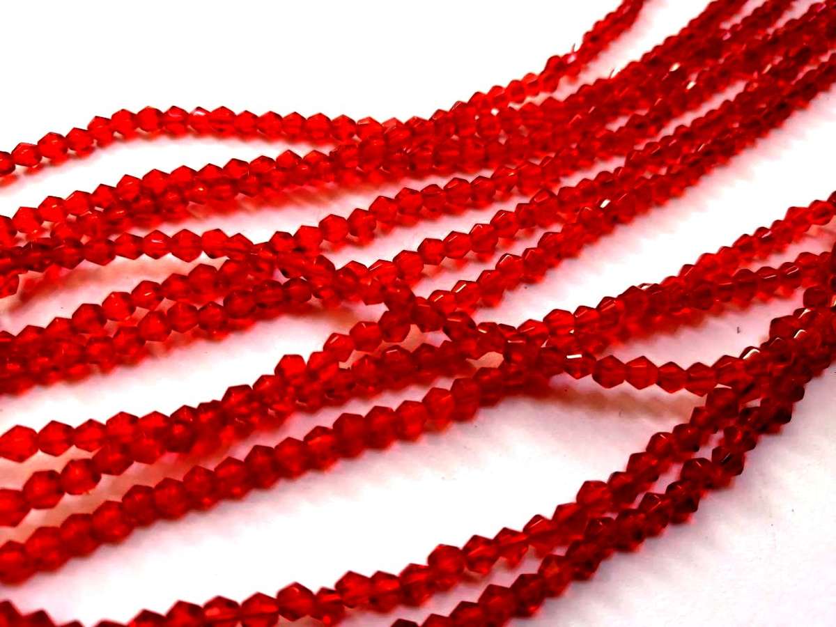 Beads / Glass Beads -3mm red bicones - 104pcs string / Beads for crafting