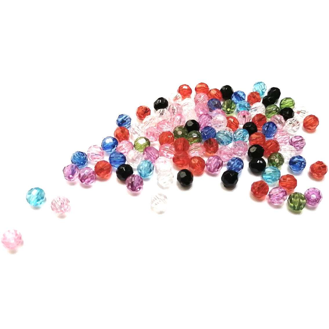Beads / Acrylic Beads -6mm -100pcs-color mix facetted - crystal optic- for jewellery crafting