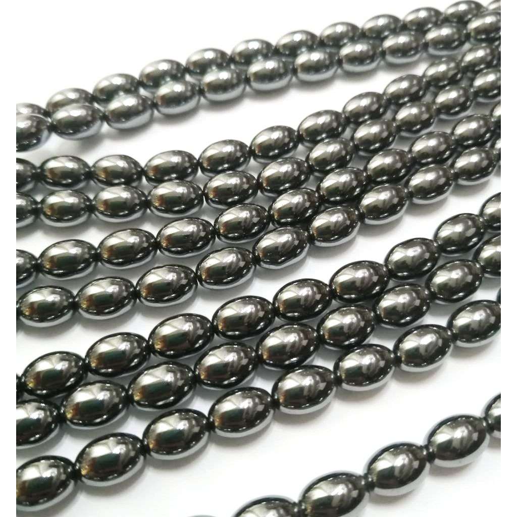 Beads - Hematite Beads - 10 single pcs  - 8.5x6mm -  oval / Beads for crafting