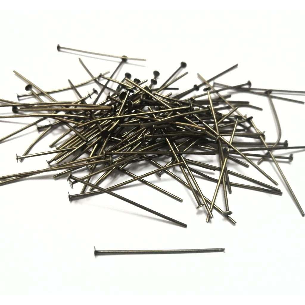 Findings / Head Pin - 100pcs  - 30mm - Antique Gold Color / Findings for crafting