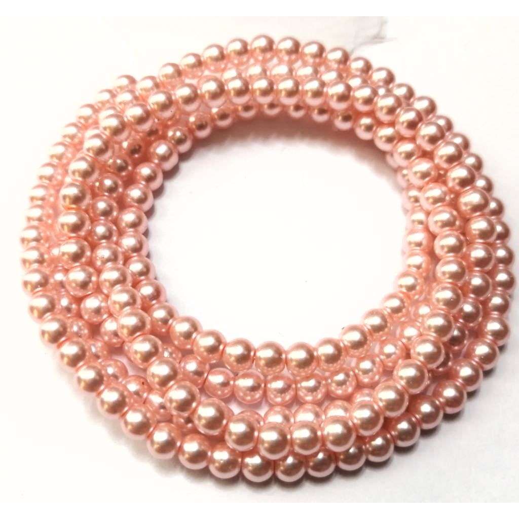 Beads / Glass Pearl Beads - 4mm - salmon rose' +/-200 pcs string    / Beads for crafting