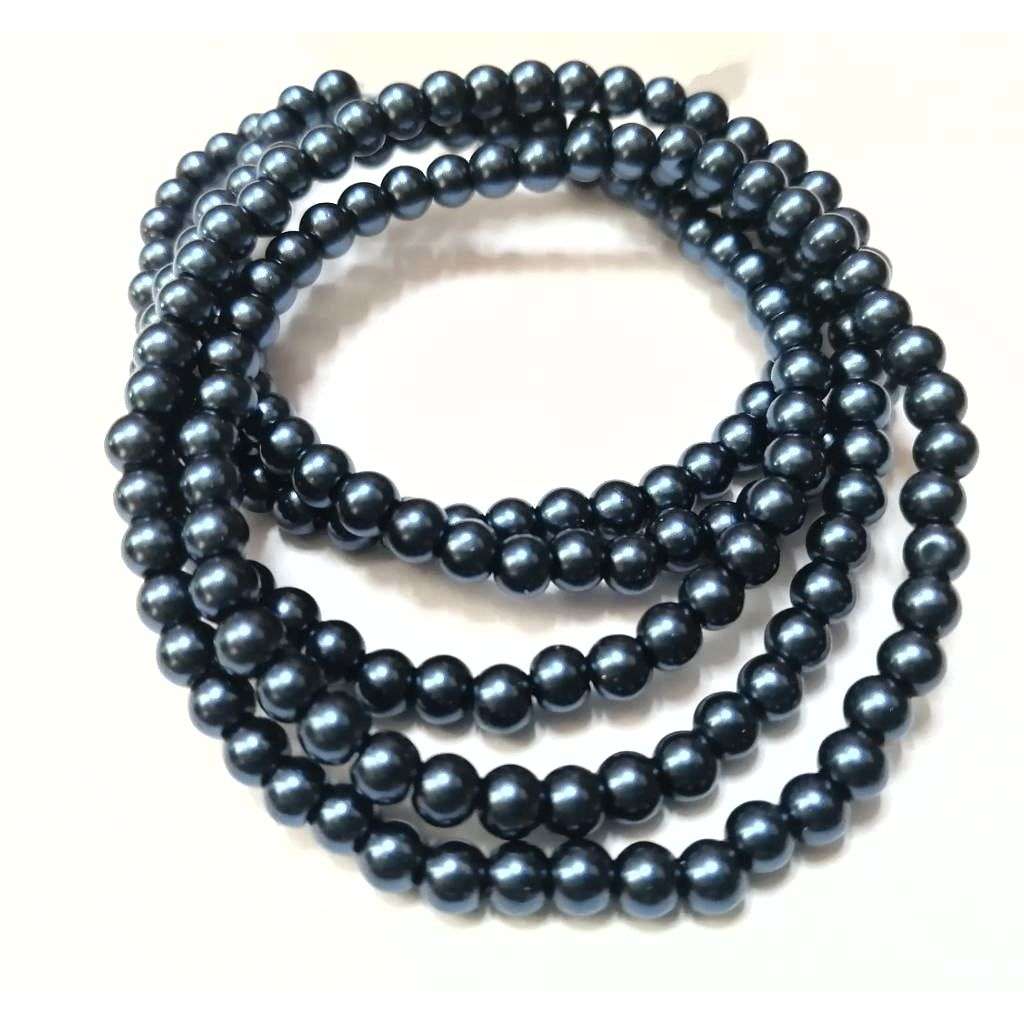 Beads / Glass Pearl Beads - 4mm - king blue +/-200pcs string / Beads for crafting