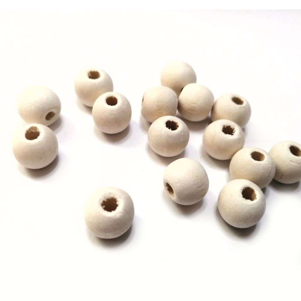 Beads / Wood Beads - sand - 15pcs - 12mm / Beads for crafting