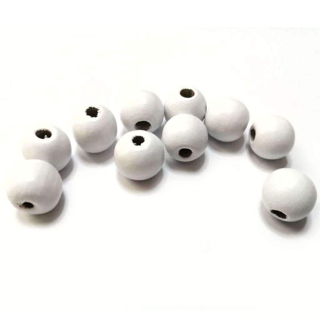 Beads / Wooden Beads -white- 10pcs - 14mm / Beads for crafting