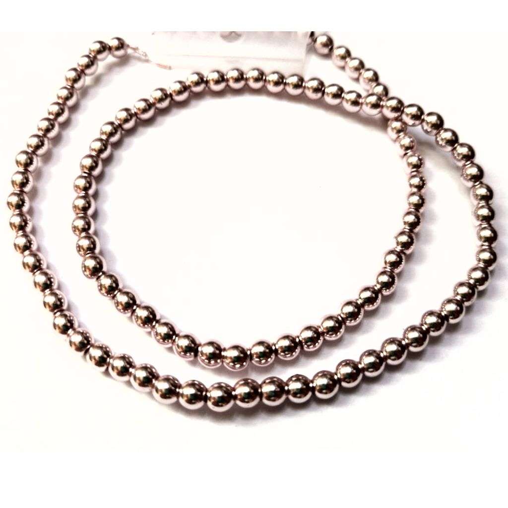 Beads / Hematite Beads - 4mm- balls - rose silver plated- +/-100pcs string / Beads for crafting