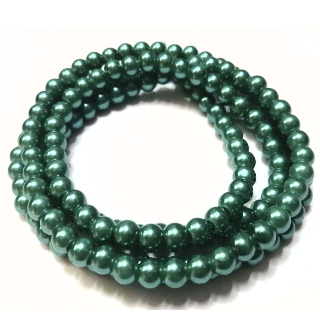 Beads / Glass Pearl Beads - 6mm -dark turquoise green +/-145 pcs string    / Beads for crafting