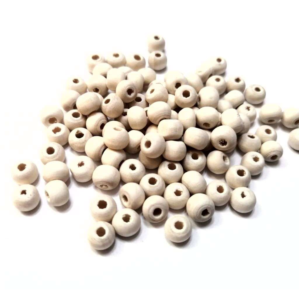 Beads / Wood Beads - natural- 100pcs - 6mm / Beads for crafting