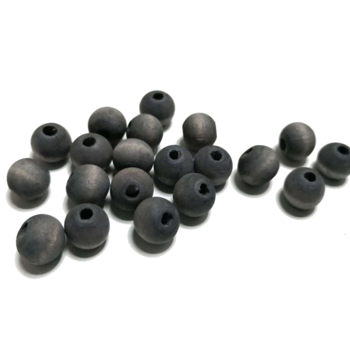Beads / Wooden Beads - DARK GREY silk mat washed- 20pcs - 10mm / Beads for crafting