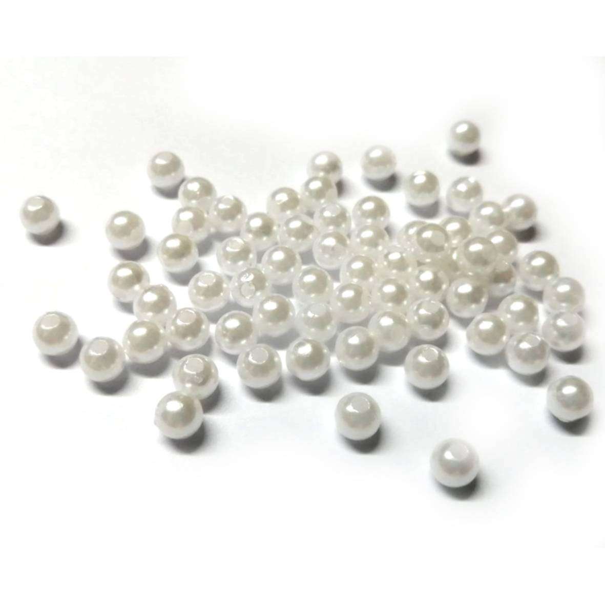 Beads / Acrylic Beads - 6mm -  60+ pcs - pearl white shiny / Beads for crafting