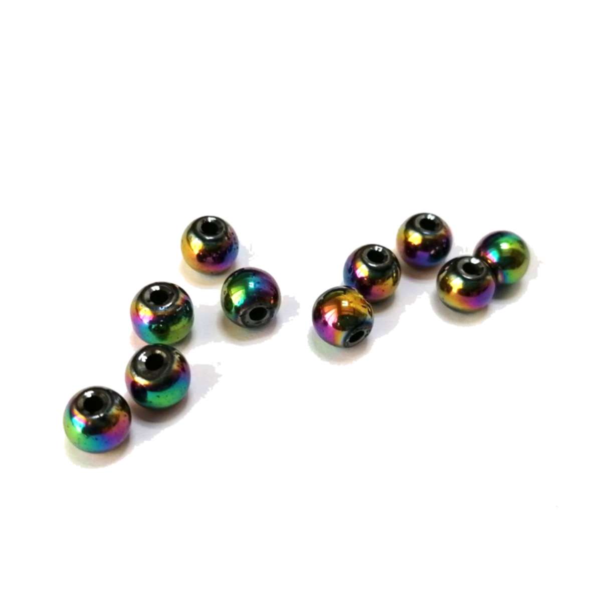 Beads / Plated Hematite Beads - 6mm - 10pcs - Rainbow / Beads for crafting