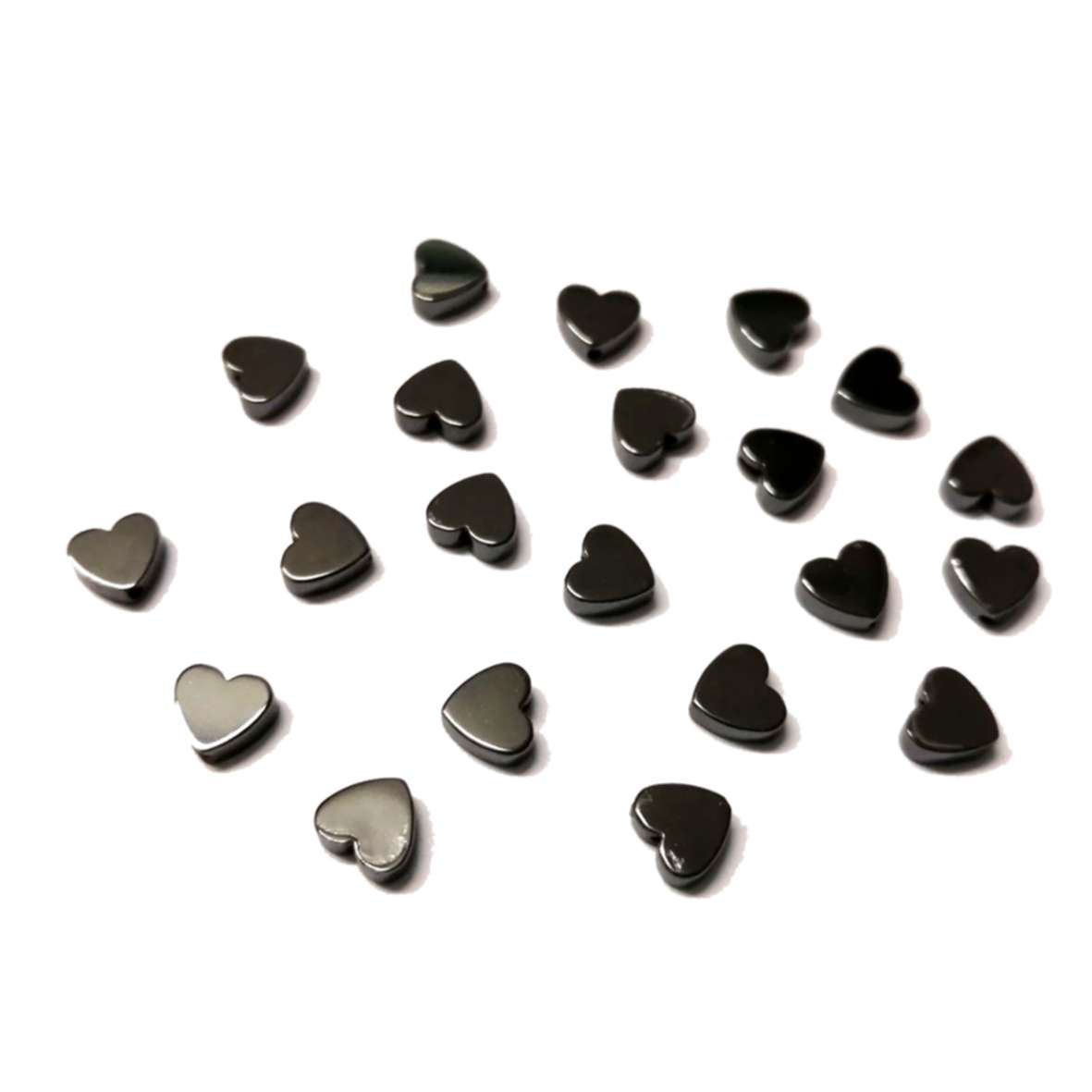 Beads - Hematite Beads - Heart shape- 20pcs - 6mm-     2mm high / Beads for crafting