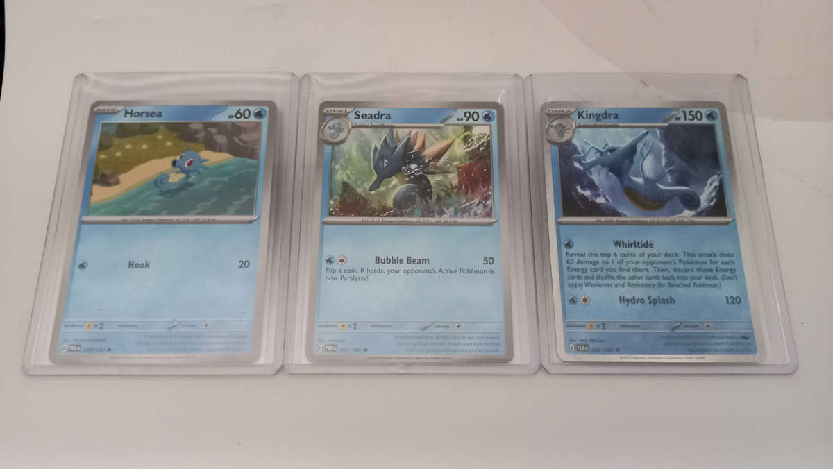 Horsea, Seadra & Kingdra from Paradox Rift Pokemon Cards
