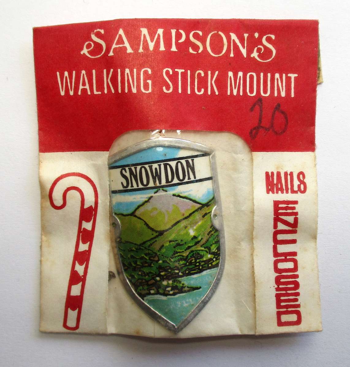 Vintage Walking Stick mount / badge - Sampson's Badges - Snowdon