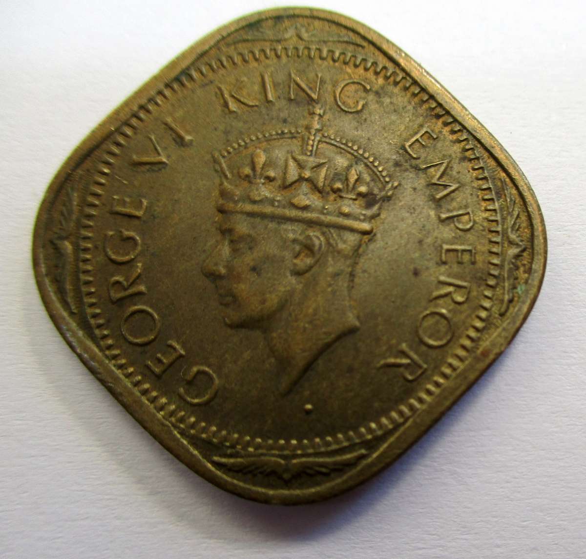 India 2 Annas coins 1943 - large and small 3 pair