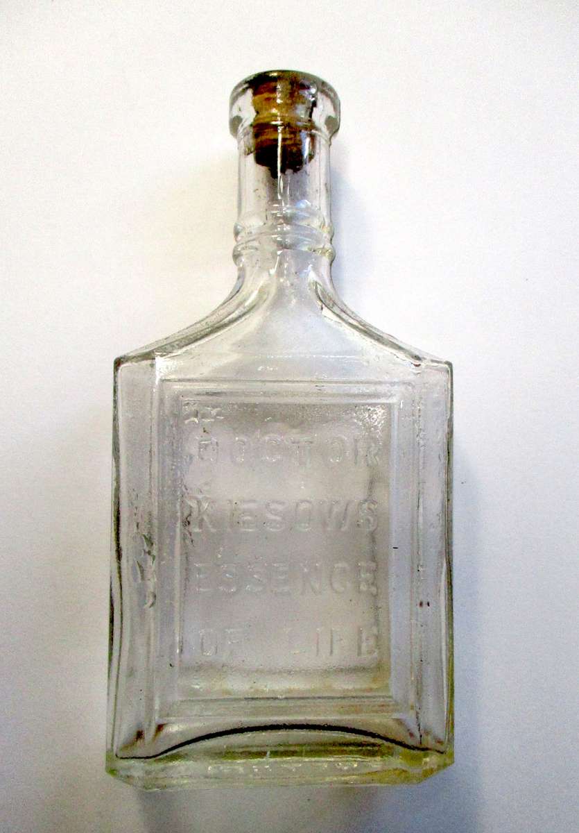 Antique / vintage bottle - Dr. Kiesows Essence of Life Bottle with cork. Made in Pretoria