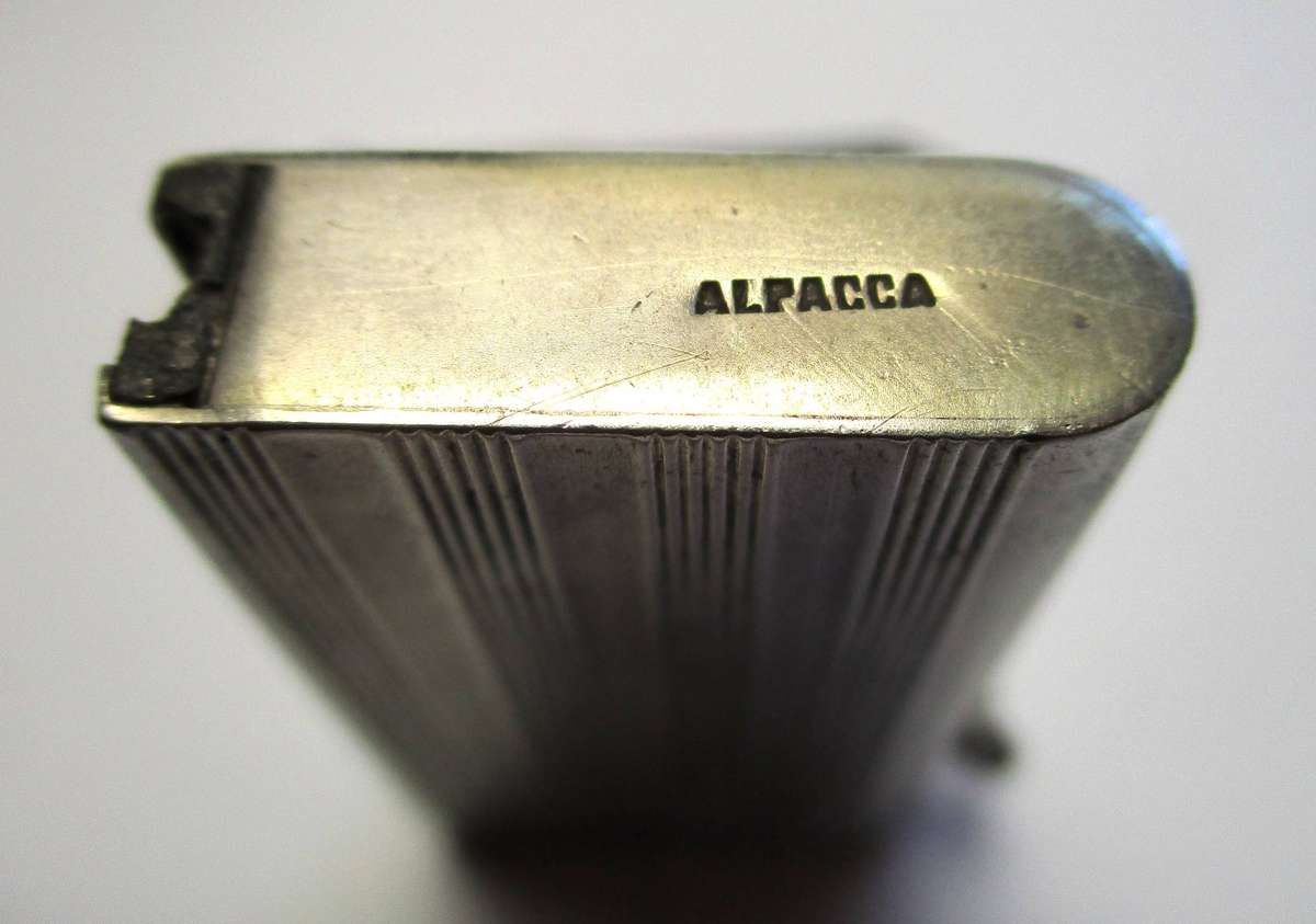 Art Deco - Alpacca Silver Book Lighter with Flint Striker