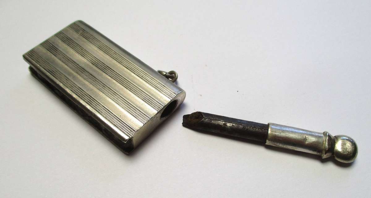 Art Deco - Alpacca Silver Book Lighter with Flint Striker