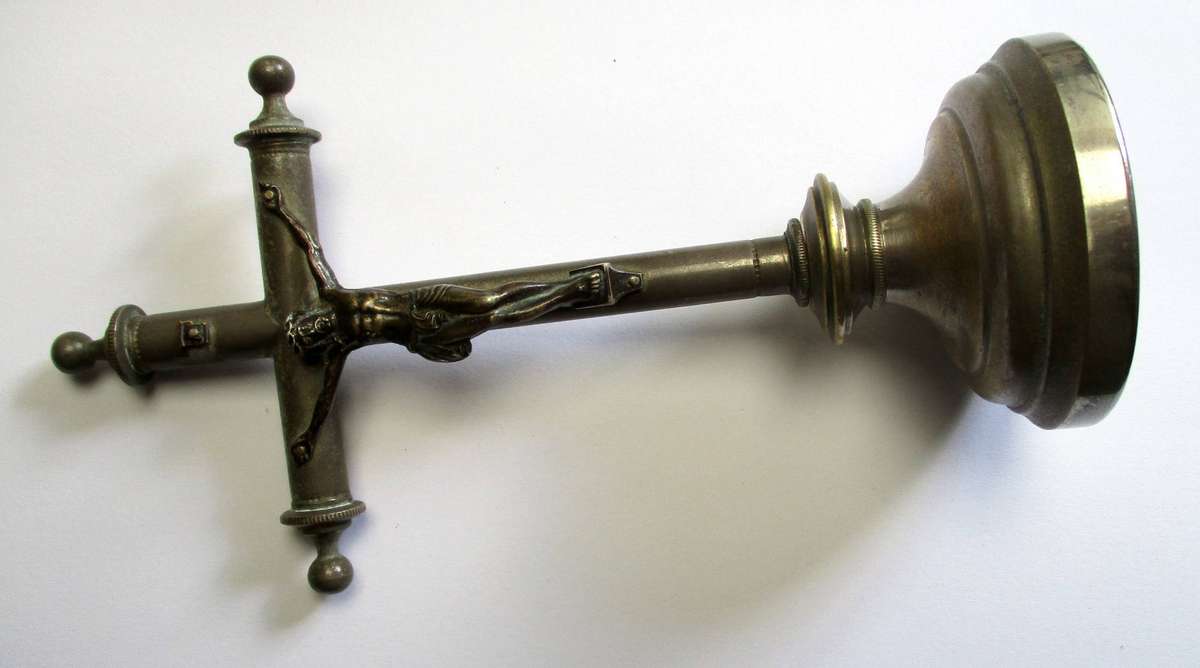 Vintage Plated Brass Crucifix on stand - 15cm height