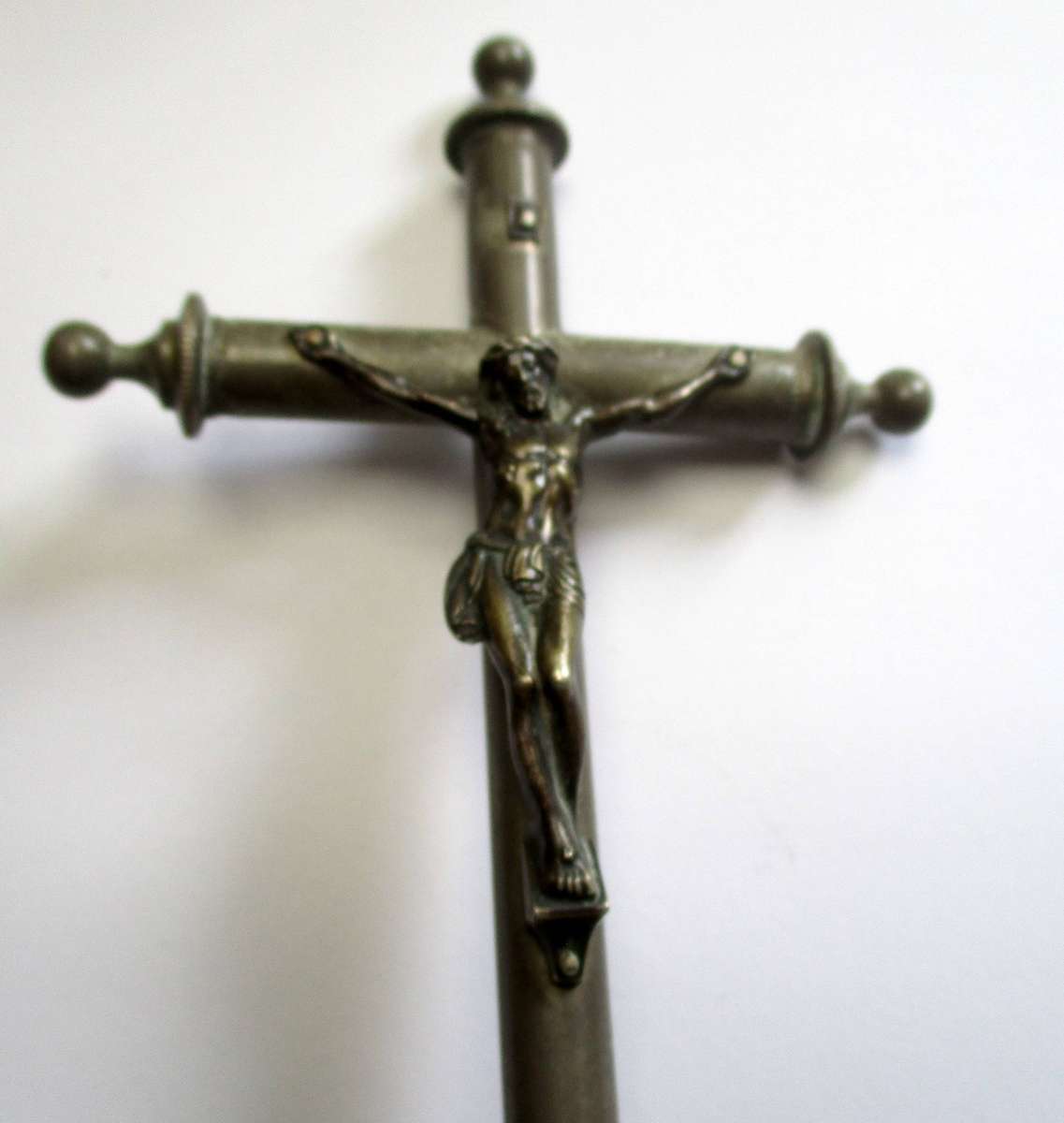 Vintage Plated Brass Crucifix on stand - 15cm height