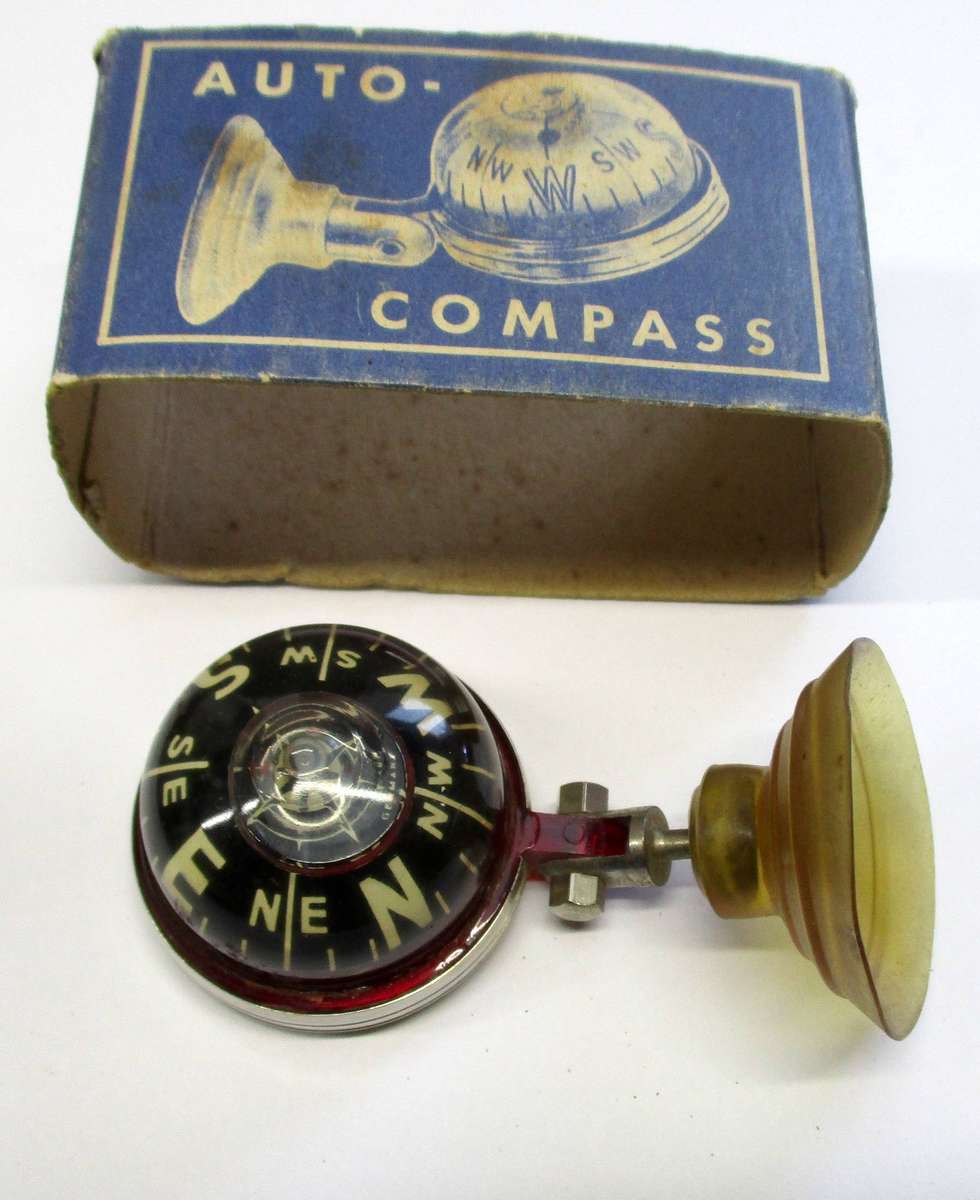 Vintage Auto Compass in original box - Liquid filled