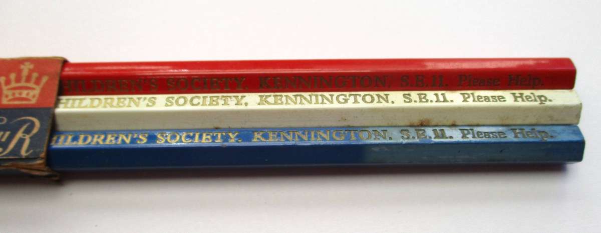 British Elizabeth II Coronation Commemorative Pencil Set - Flag colours - 1953 / UK