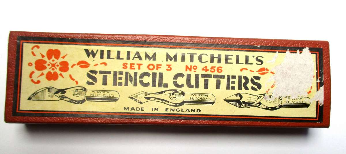 Vintage William Mitchell's Stencil Cutters - Full set of 3 in original box