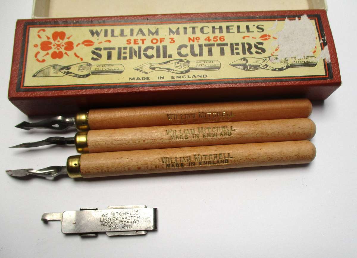 Vintage William Mitchell's Stencil Cutters - Full set of 3 in original box