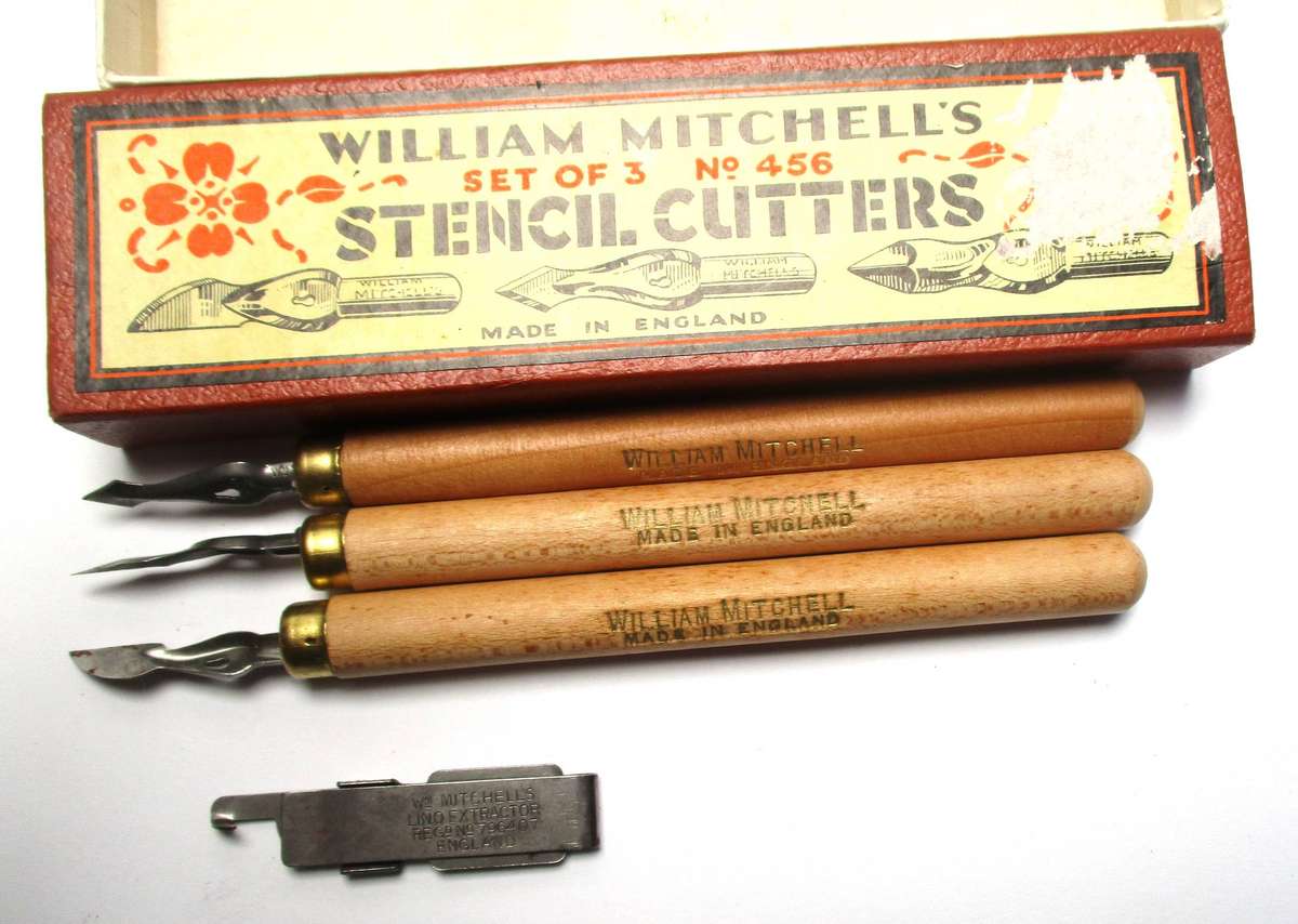 Vintage William Mitchell's Stencil Cutters - Full set of 3 in original box