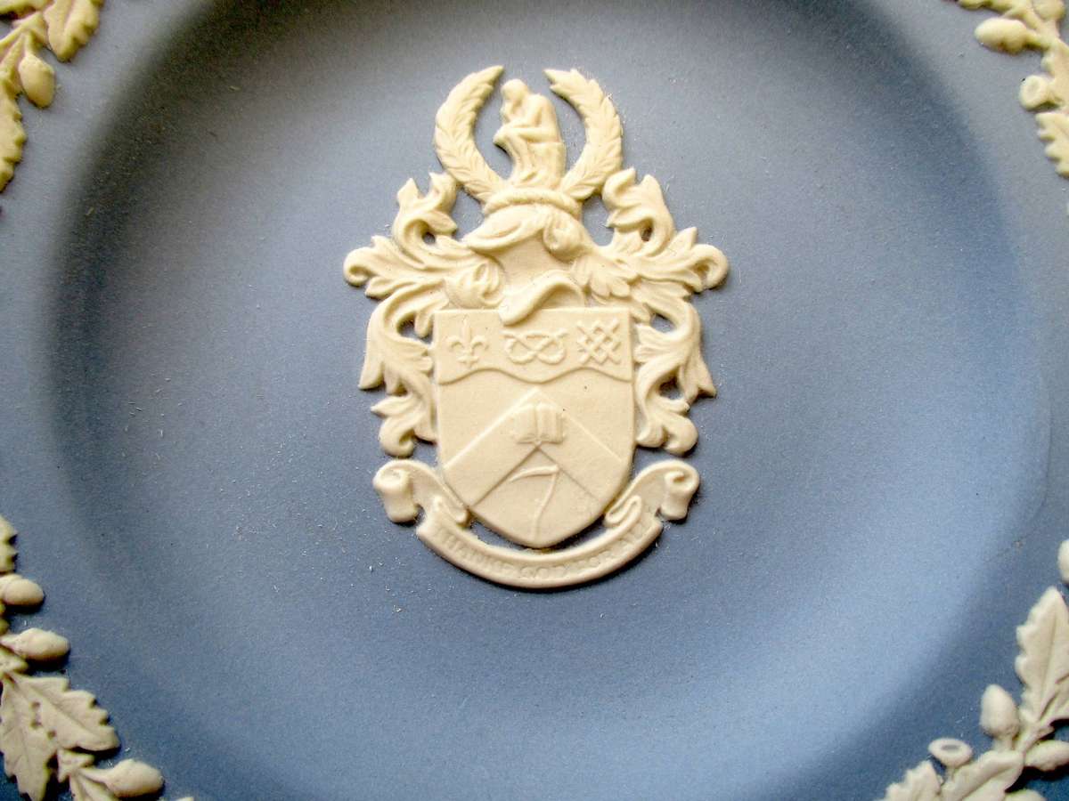 Wedgwood Blue Jasperware Bon Bon Dish / Pin dish - Staffordshire - Keele Crest