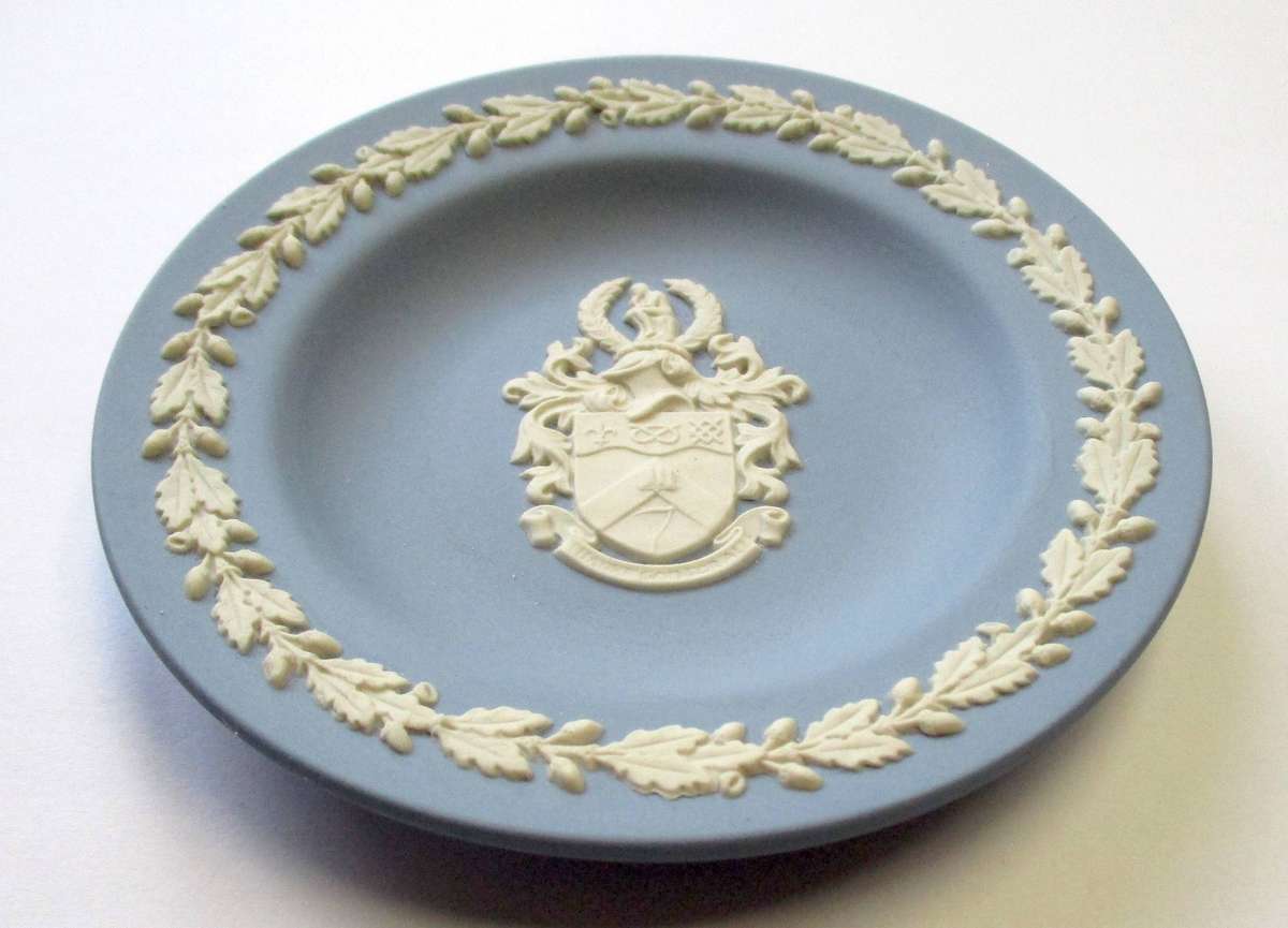Wedgwood Blue Jasperware Bon Bon Dish / Pin dish - Staffordshire - Keele Crest