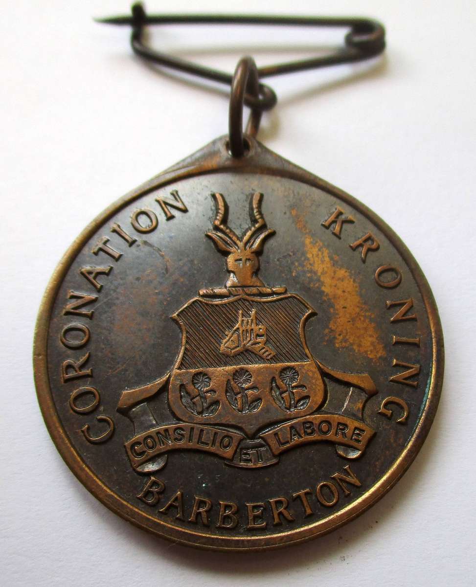 SA Union Bronze Medallion - Elizabeth II Coronation - Barberton 1953