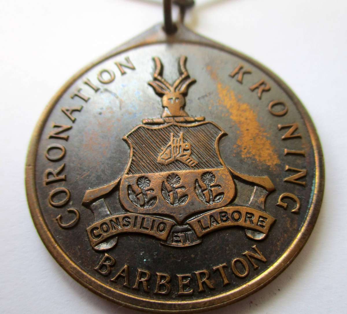 SA Union Bronze Medallion - Elizabeth II Coronation - Barberton 1953